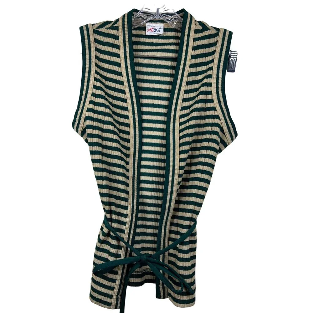 Vintage 70s Knits By Magda Sleeveless Cardigan Vest - Picture 1 of 13